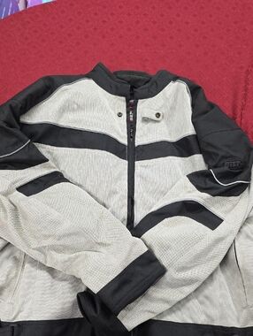 Men's Black and Light Gray Contrast Zip Jacket Motorcycle Jacket